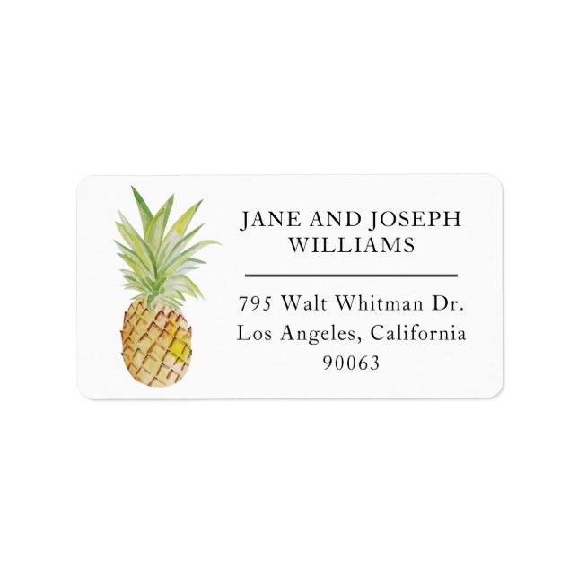 Étiquette de retour de l'ananas tropicale Hawaii (Devant)