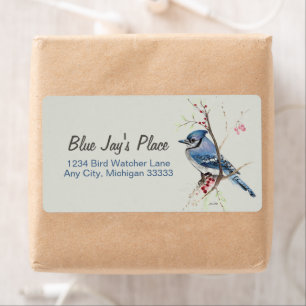 Étiquette de retour de l'aquarelle Blue Jay