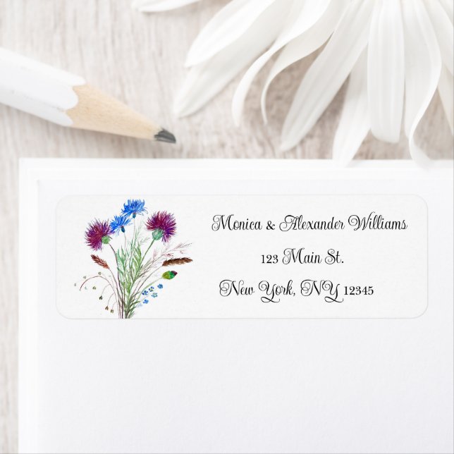 Étiquette de retour de l'aquarelle botanique de ch (En situation)