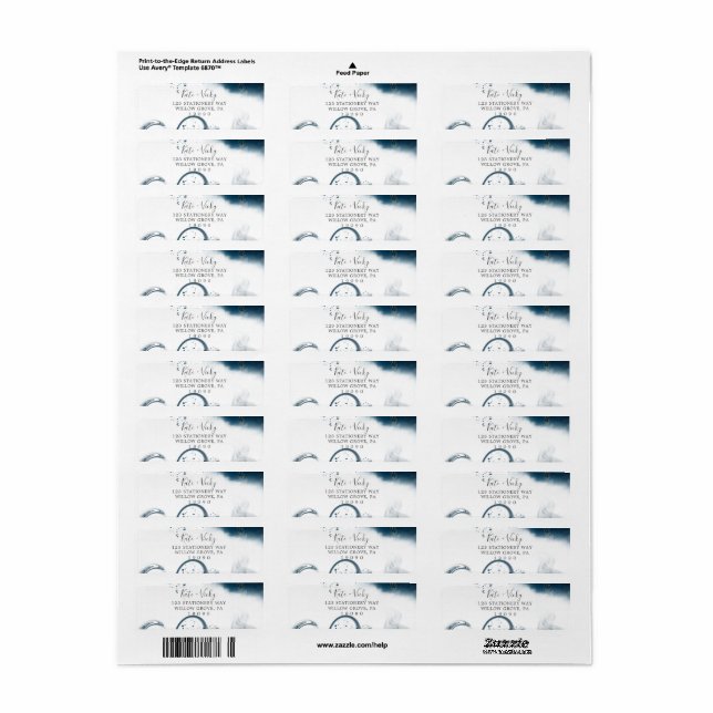 Étiquette de retour de l'aquarelle céleste moderne (Feuille entière)