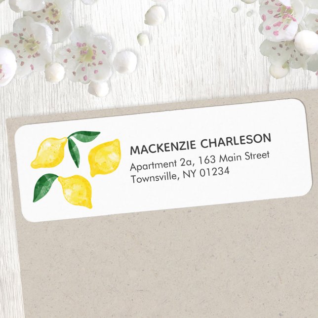 Étiquette de retour de l'aquarelle de citron (Créateur téléchargé)