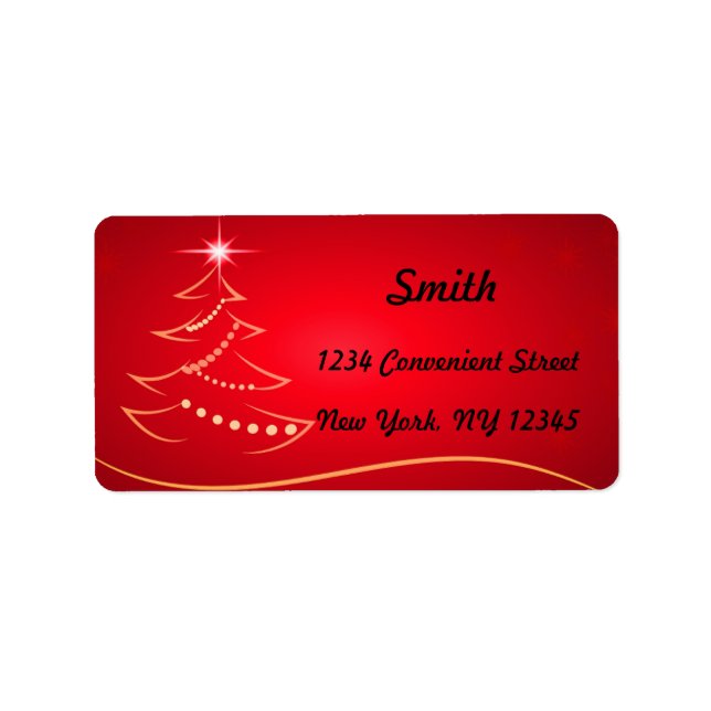 Étiquette de retour de l'arbre de Noël rouge et bl (Devant)