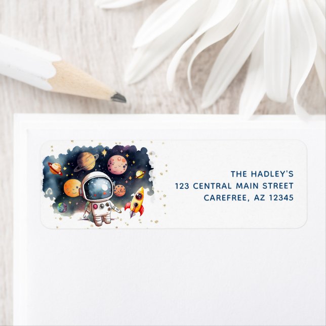 Étiquette de retour de l'astronaute Planètes extra (En situation)