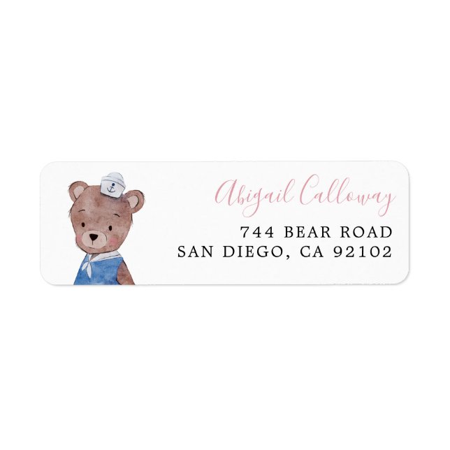Étiquette de retour de l'ours en peluche rose (Devant)