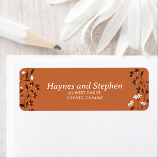 Étiquette de Retour de Mariage Floral en Terracott