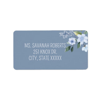 Étiquette de retour de mariage florale bleu aquare