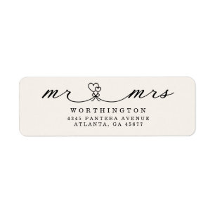 Étiquette de retour de mariage Mr & Mrs Elegant He