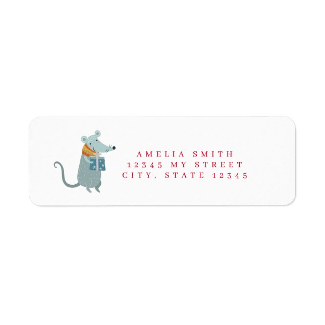 Étiquette de retour de Noël de la souris (Devant)