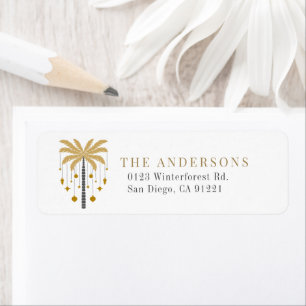Étiquette de retour de Noël Palm Tree