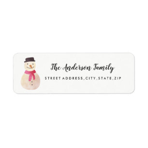 Étiquette de retour de Noël Snowman