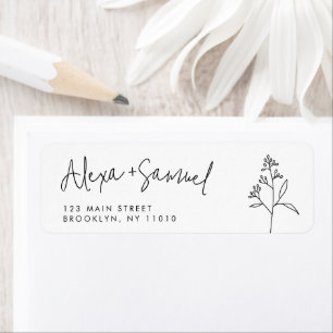 Étiquette de retour de script floral minimaliste