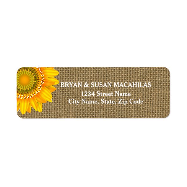 Étiquette de retour de tournesol Burlap (Devant)