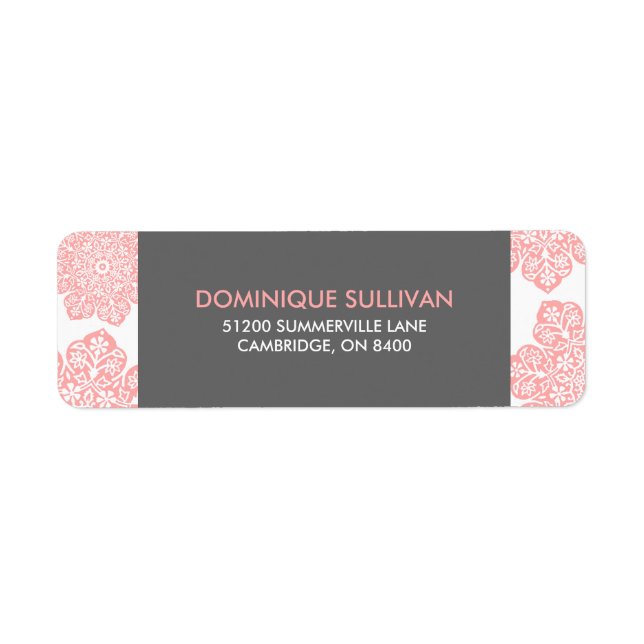Étiquette de retour des fleurs de batik rose et gr (Devant)