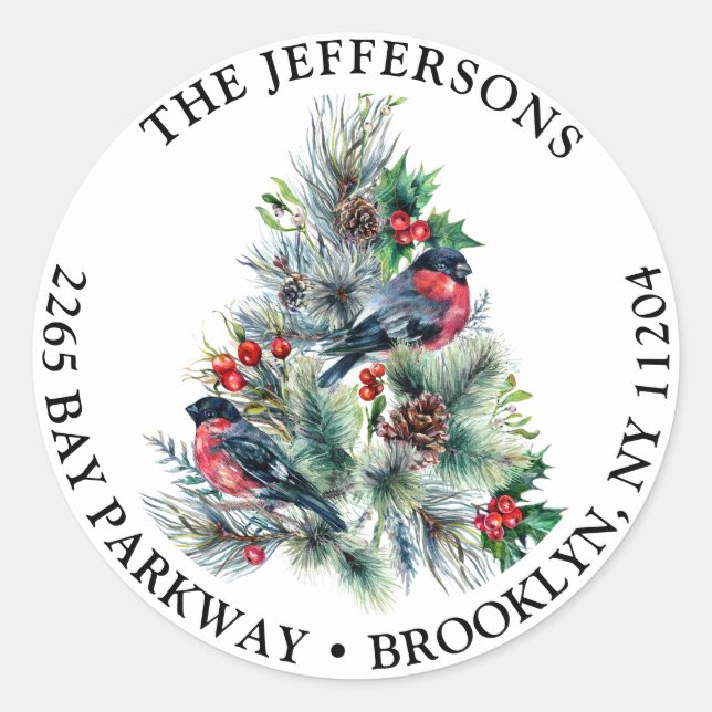 Étiquette de retour des oliviers et des oiseaux ro (Devant)