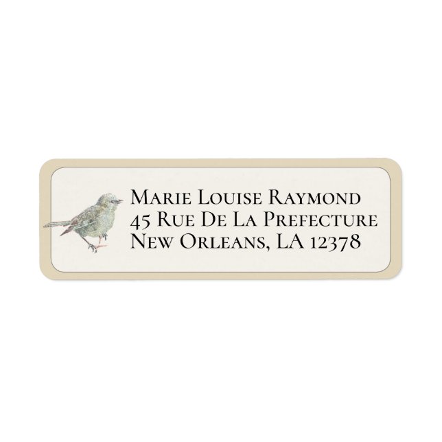 Étiquette de retour d'oiseaux bleus vintages (Devant)