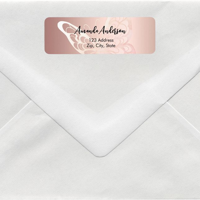 Étiquette de retour d'or rose papillon (Créateur téléchargé)