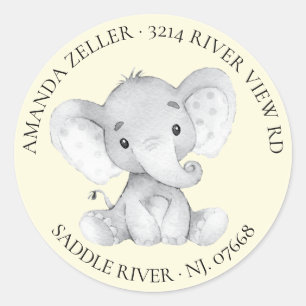 Étiquette de retour du Baby shower éléphant
