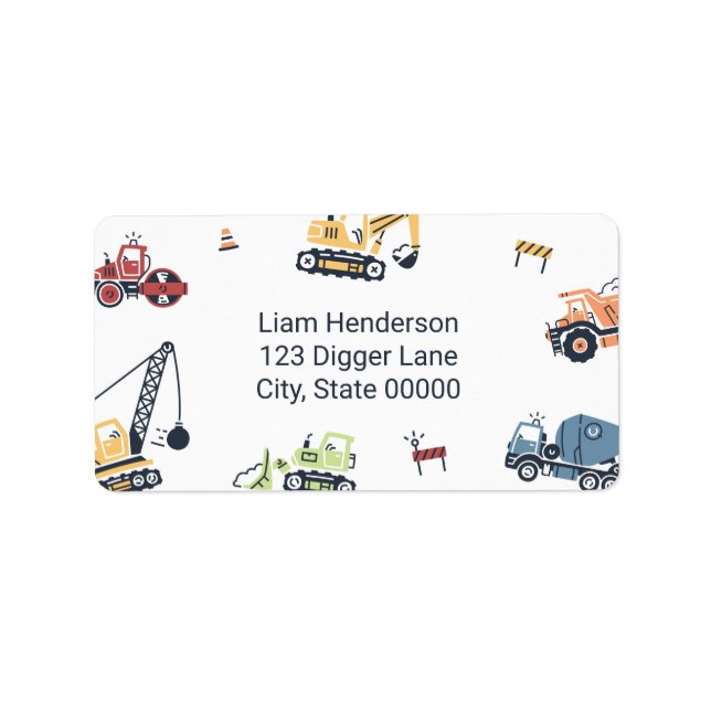 Étiquette de retour du camion de construction colo (Devant)