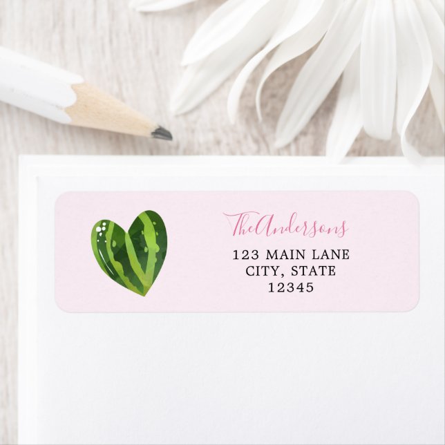 Étiquette de retour du coeur de Watermelon (En situation)