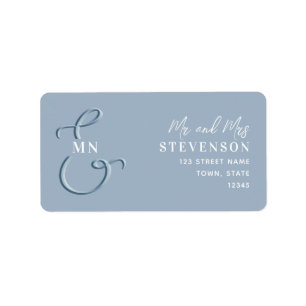 Étiquette de retour du Mariage bleu monogramme