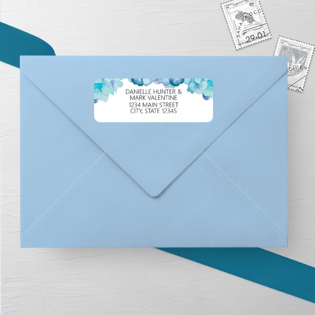 Étiquette de retour du Mariage Blue Hydrangea (Créateur téléchargé)