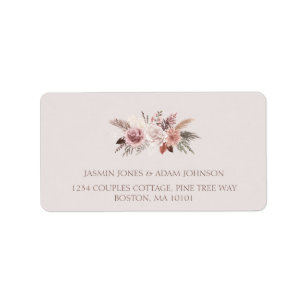 Étiquette de retour du Mariage Boho Pampas Blush