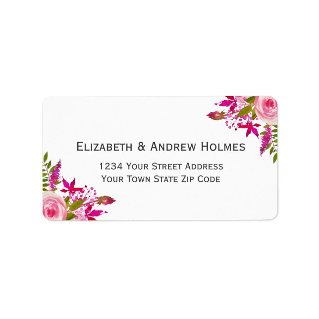 Étiquette de retour du Mariage de fleurs rose (Devant)