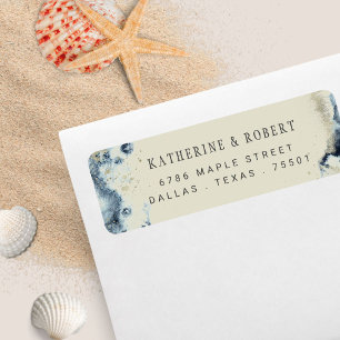 Étiquette de retour du Mariage des vagues aquarell