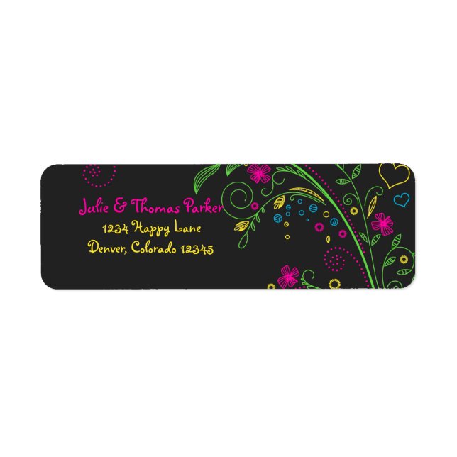 Étiquette de retour du Mariage floral Neon (Devant)