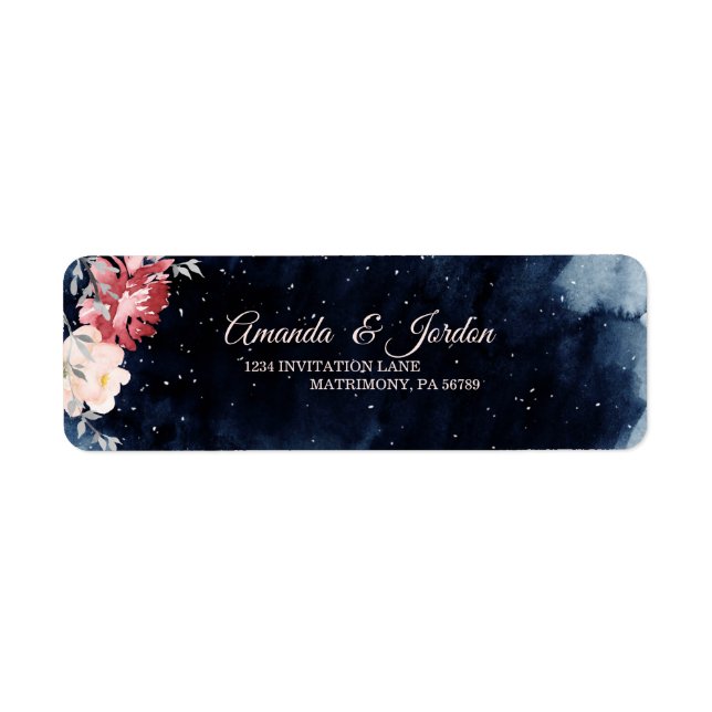 Étiquette de retour du Mariage floral Starry Night (Devant)