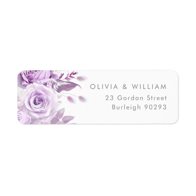 Étiquette de retour du Mariage Rose violet enchant (Devant)