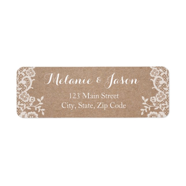 Étiquette de retour du Mariage Rustic Kraft et Lac (Devant)
