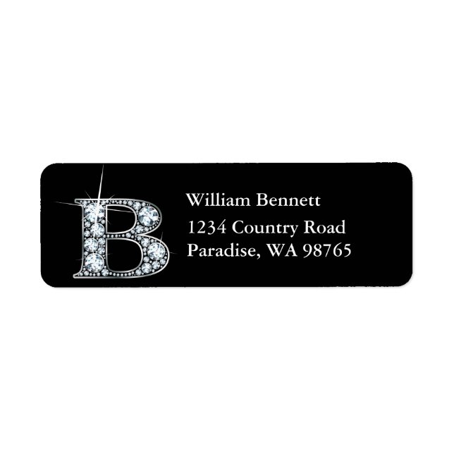 Étiquette de retour du monogramme à billes de diam (Devant)