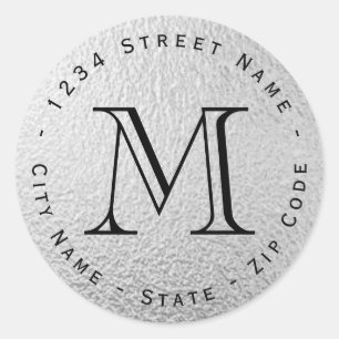 Étiquette de retour du monogramme à huile d'argent