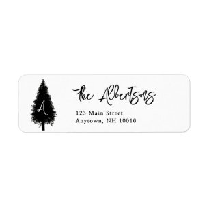 Étiquette de retour du monogramme de pin rustique