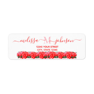 Étiquette de retour du Rose Floral Monogram