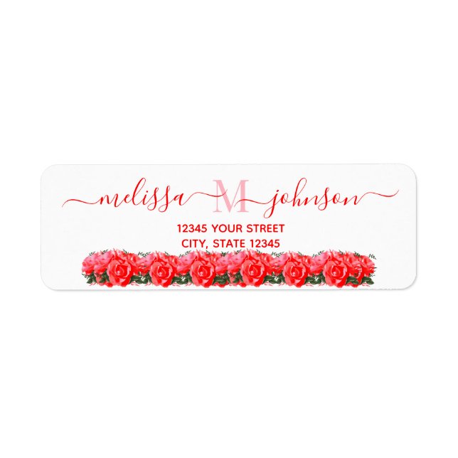 Étiquette de retour du Rose Floral Monogram (Devant)