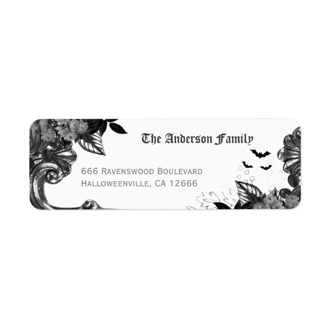 Étiquette de retour éffrayant Black Raven Hallowee (Devant)