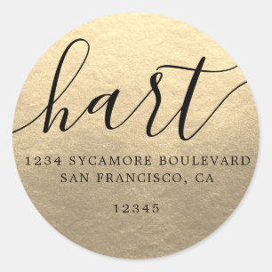 Étiquette de retour Famille Gold Champagne Simple