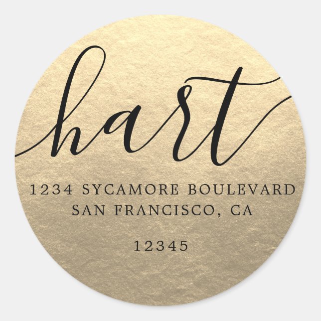 Étiquette de retour Famille Gold Champagne Simple (Devant)