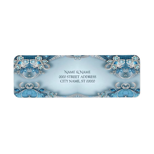 Étiquette de retour Floral Orné Bleu (Devant)