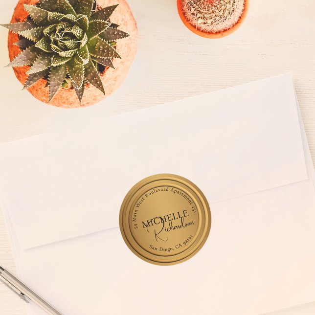 Étiquette de retour Gold Metallic Round (Créateur téléchargé)
