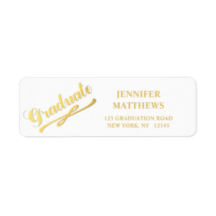 Étiquette de retour Gold White Graduation