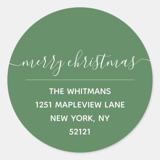 Étiquette de retour Joyeux Noël vert (Devant)