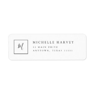 Étiquette de retour minimaliste Monogramme moderne