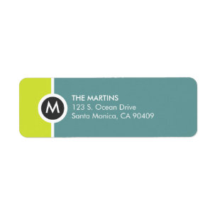 Étiquette de retour Monogramme moderne - Jaune/Ble