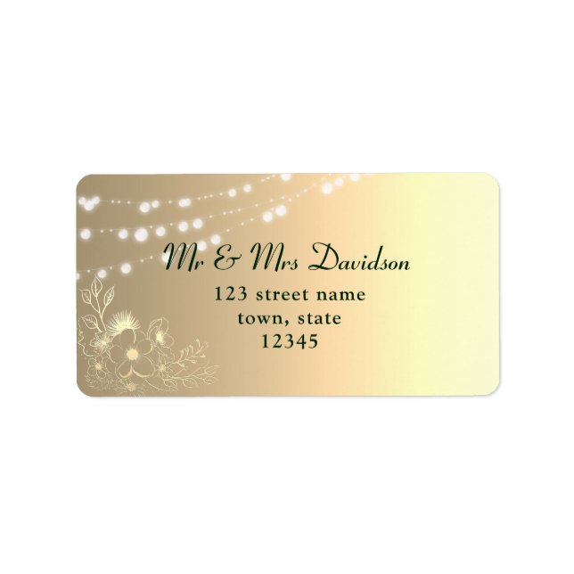 Étiquette de retour or floral doré (Devant)