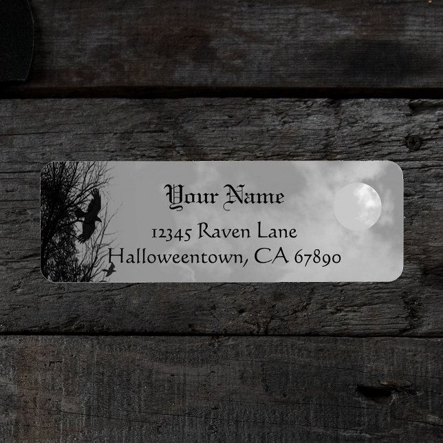Étiquette de retour personnalisée Halloween Raven  (Créateur téléchargé)