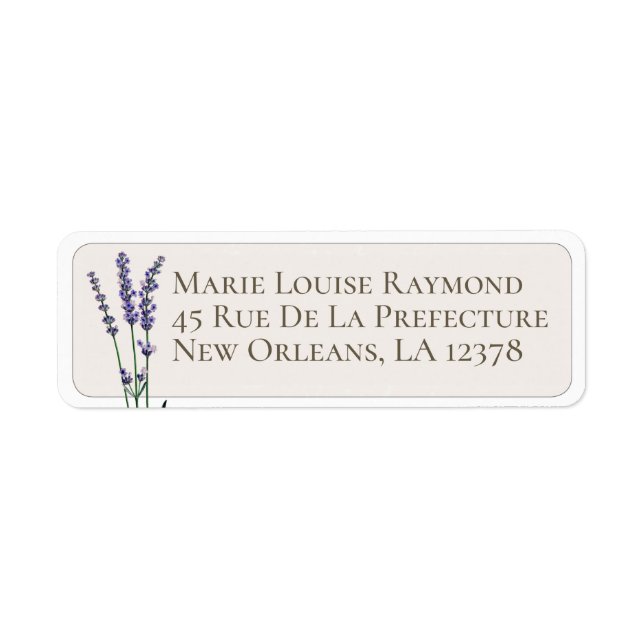 Étiquette de retour personnalisée Lavande vintage (Devant)