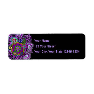 Étiquette de retour Psychedélique Purple Paisley